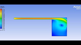 Water flow from pipe into tank 2D Velocity plot | Transient CFD | ANSYS Fluent | English
