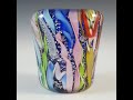 20thcenturyglass.com | AVEM Murano Zanfirico Bizantino / Tutti Frutti Blue Glass Vase