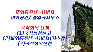 F4(재외동포)비자와 거소증, 그리고 국적상실과  국적회복