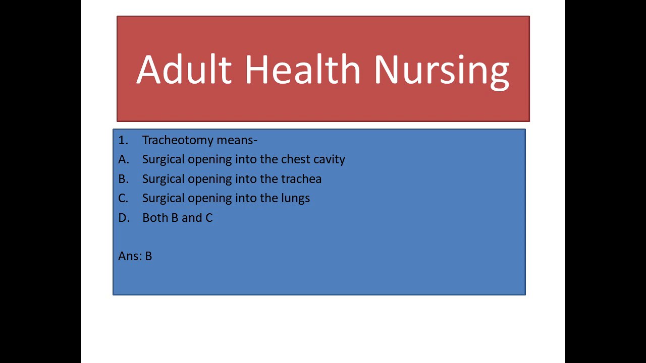 ADULT HEALTH NURSING, MCQ PART-2 || All Nursing Exams|| Most Important ...