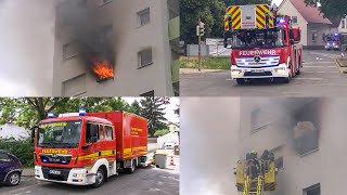 [FLAMMEN SCHLAGEN AUS FENSTER] WOHNUNGSBRAND IN VIERNHEIMER HOCHHAUS - GROßEINSATZ ~ 07.07.2022