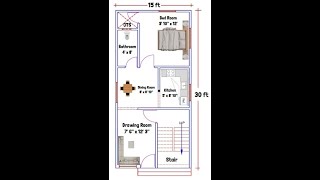 15 x 30 ft House Plan | 15x30 Ghar Ka Naksha | 15x30 House Design | 450 Sq ft House Plan