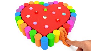 Satisfying Video l Kinetic Sand Rainbow Candy Heart Cake Cutting ASMR
