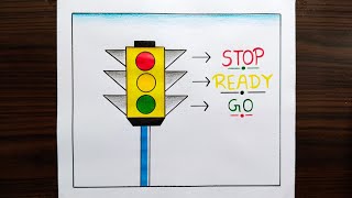 How To Draw Traffic Light Traffic Signal Drawing Road Safety Drawing