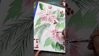 Brushes to use when painting watercolor Christmas poinsettia flowers