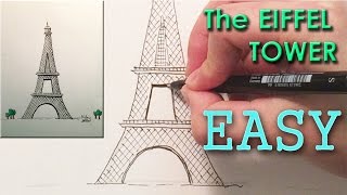 How to draw the Eiffel Tower - Paris World Monuments