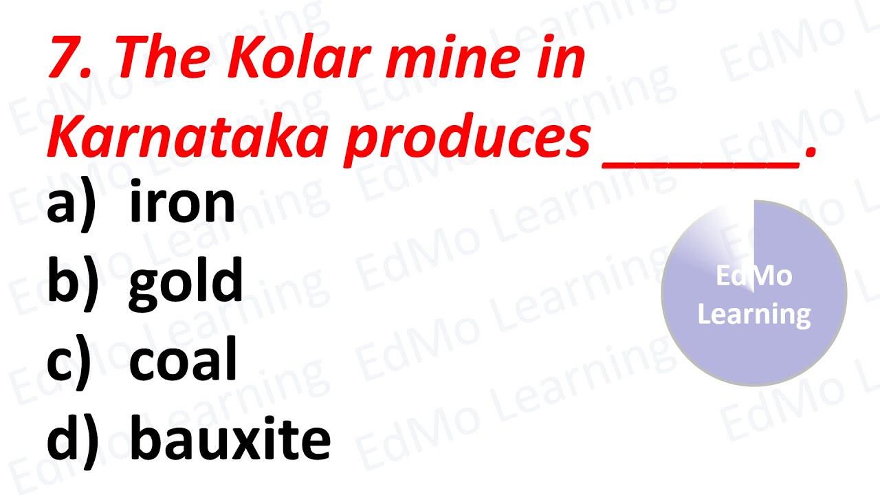 MINERAL RESOURCES OF INDIA. GEOGRAPHY TEST. GEOGRAPHY QUIZ. MCQ ...