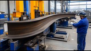 Steel Frame Structure Fabrication Process with Heavy Machinery. Amazing Manufacturing Processes