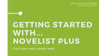Getting Started with NoveList Plus