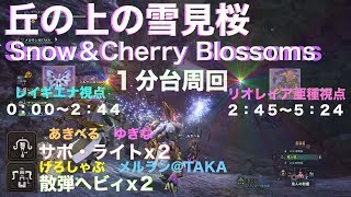 モンスターハンターワールド(丘の上の雪見桜)ヘビィ＆ライト 4pt １分台周回 MHW(Snow \u0026 Cherry Blossoms)HBG\u0026LBG Speed run 1 minutes