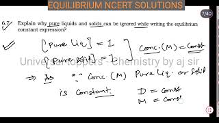 Equilibrium ncert solutions Q1 to Q10 | Class 111 Chemistry |