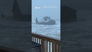 Shocking moment beachfront home crumbles into ocean