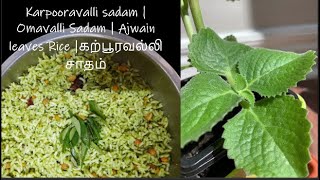 Karpooravalli Rice | Omavalli Rice | Ajwain leaves Rice | கற்பூரவல்லி சாதம் | ஓமவல்லி சாதம்