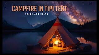 Tipi night ambience - hour video   4K