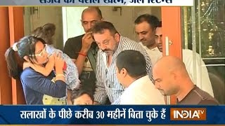 Watch Sanjay Dutt Hugging Wife Manyata, Kids Before Leaving for Jail - India TV
