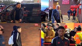 Ruben Amorim, Sir Alex Ferguson, Garnacho & Manchester United arriving for Europa match