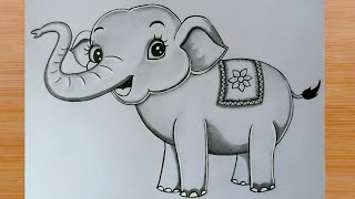 Cute Baby Elephant Drawing || elephant drawing easy || pencil drawing || drawing academy