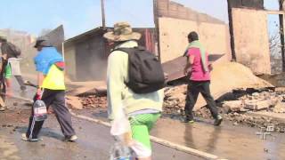 Bombeiros continuam trabalhando para conter o incêndio em Valparaíso, no Chile