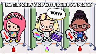 I'm The Only Girl With Rainbow Period 🌈🩸 | Sad Story | Toca Life Story / Toca Boca