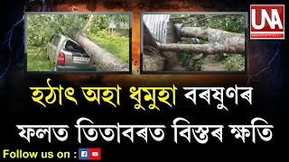 হঠাৎ অহা ধুমুহা বৰষুণৰ ফলত তিতাবৰত বিস্তৰ ক্ষতি..