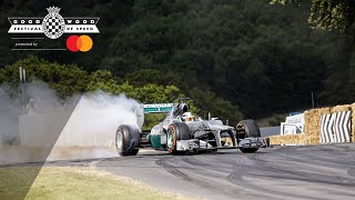 Lewis Hamilton shreds Mercedes F1 tyres at Goodwood