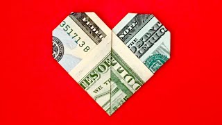 Origami Dollar Bill Heart X Tutorial ❤️ How to make Money Origami Heart X - Easy DIY Paper Crafts