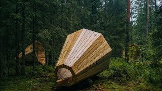 estonian students amplify forest ambiance with megaphone-like library spaces