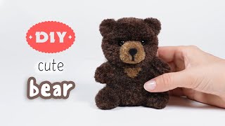 🐻 Diy Cute Bear Yarn Pom Pom 🧶 How to make Bear from Yarn 🐻