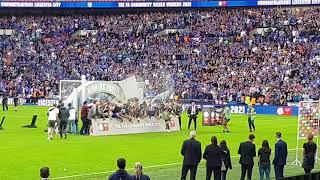 LEICESTER CITY CELEBRATE WINNING THE 2021 COMMUNITY SHIELD AFTER THIER 1-0 WIN V MAN CITY AT WEMBLEY