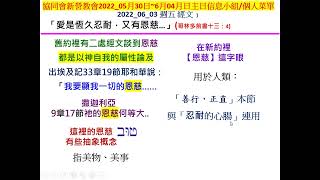 新營協同會民族路教會2022年06月3日(五)小組/個人主日經文默想菜單主日信息主題:《家庭的危機〜婆媳相處之道》經文出處 :  (哥林多前書十三章4節) 分享者 : 郭賜彬 牧師