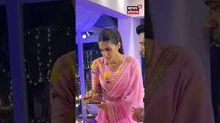 Kriti Sanon Turns Heads In A Unique Pink Saree At Navratri Celebrations |#shorts | N18S