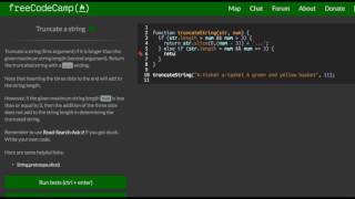 Truncate A String, freeCodeCamp Review Basic Algorithm Scripting lesson 9