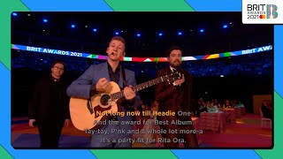Jack Whitehall performs a BRITs sea shanty with Nathan Evans The Wellermen The BRIT Awards 2021