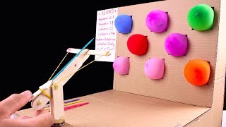 How to Make Desktop Shooting Balloons Game from cardboard - Diy toy for kids