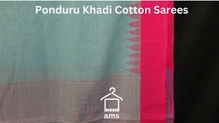 Andhimandharai Silks - Ponduru Khadi Sarees - Blue Pink