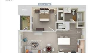 730sqft - 1 Bed 1 Bath - Brown cabinets