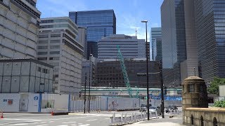 【東京駅前常盤橋プロジェクト】高さ日本一390mの超高層ビル「大手町二丁目常盤橋地区第一種市街地再開発事業」・D棟(65m)の建設状況（2018年6月30日）