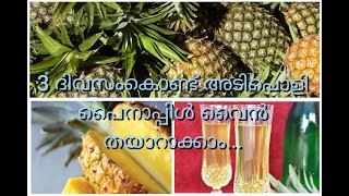 Pineapple wine ready in 3 Days | 3 ദിവസംകൊണ്ട് അടിപൊളി പൈനാപ്പിൾ വൈൻ തയാറാക്കാം...