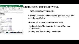 Linear Programming- Interpreting the Sensitivity Analysis by Excel