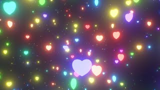 Beautiful Heart Stars Glowing Neon Rainbow Colors Deep In Outer Space 4K VJ Loop Moving Background