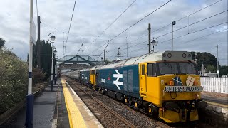 50049 Defiance and 50007 Hercules storm through Drem with 1Z62 Leven to Taunton charter #class50