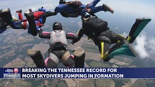 Skydivers looking to break Tennessee record for formation fall in Greeneville