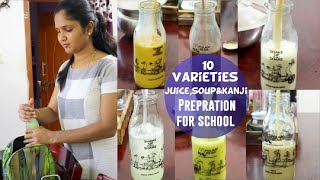 10 Days 10  varieties juice, soup and kanji recipes| juice preparation for school going kids |