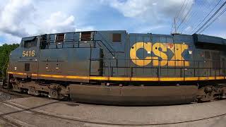 Triple Action - CSX Engine 5416, CSX 265 \u0026 CSX 8832 Hauling Freight in Plymouth - Michigan