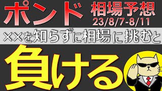 【ポンド最新予想】ポンド急落！ポンドを売るなら●●だけは注意せよ！知らないと負ける！簡単解説！来週のポンド・ユーロドルの最新為替相場予想と投資戦略！GDPにも注目！ (23/8/7週)【FX】