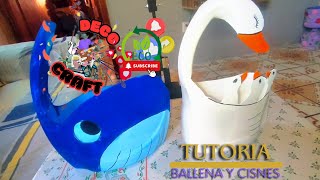 Macetas de botellas recicladas ♻️🌿🌱♻️ ballena 🐋🐳 y familia de cisnes🪿🦢🪿