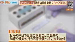 福岡県「お盆」や休日の医療機関　７３⇒２０９に