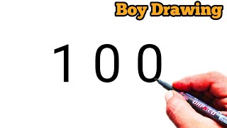 How to draw boy from number 100 | Easy boy drawing | लड़के का चित्र