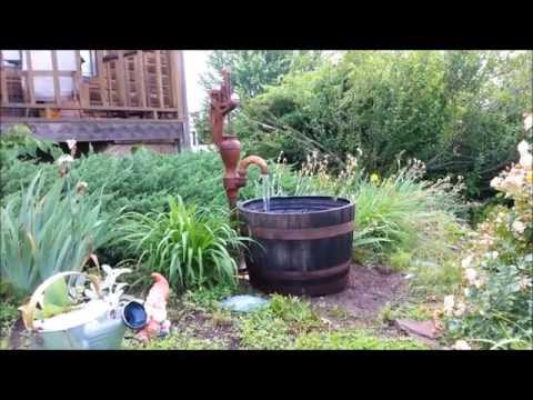 Making a well pump whiskey barrel fountain Making a well pump whiskey barrel fountain