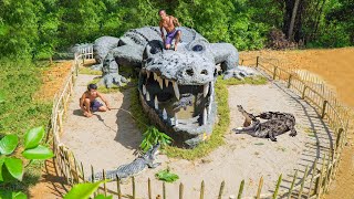 100 Days Build Swimming Pool Water Slide Crocodile Biggest Around The Secret Underground House